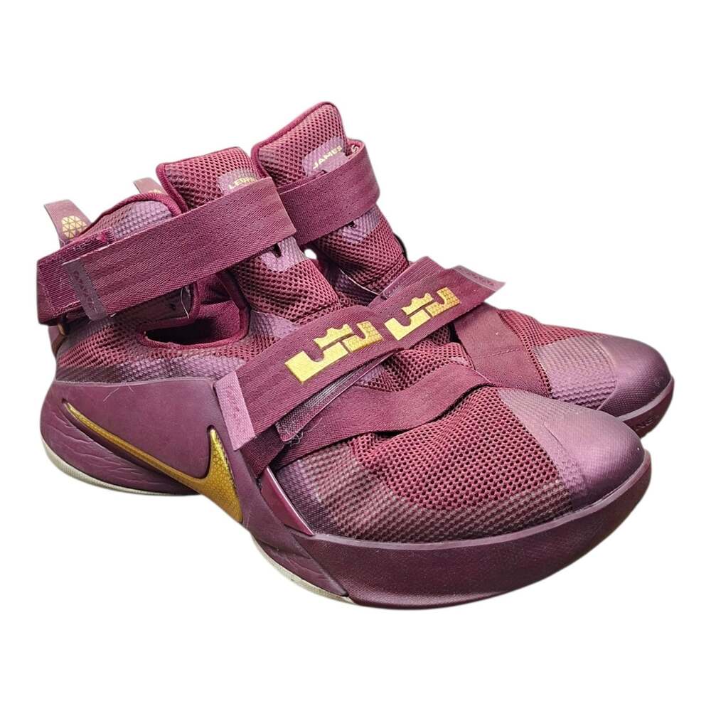 Nike LeBron Soldier 9 Premium Sneakers Mens US 11.5 Deep Garnet Basketball Shoes